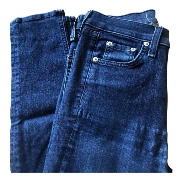 Rag And Bone High Rise Whiskered Faded Ankle Skinny Jeans, Indigo Color, 24 - Picture 6 of 15
